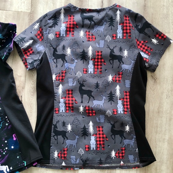 Scrub Star, Womens Scrub Tops, Set of 2, Unicorns & Bear Pattern, Both Sized XS - Picture 11 of 15